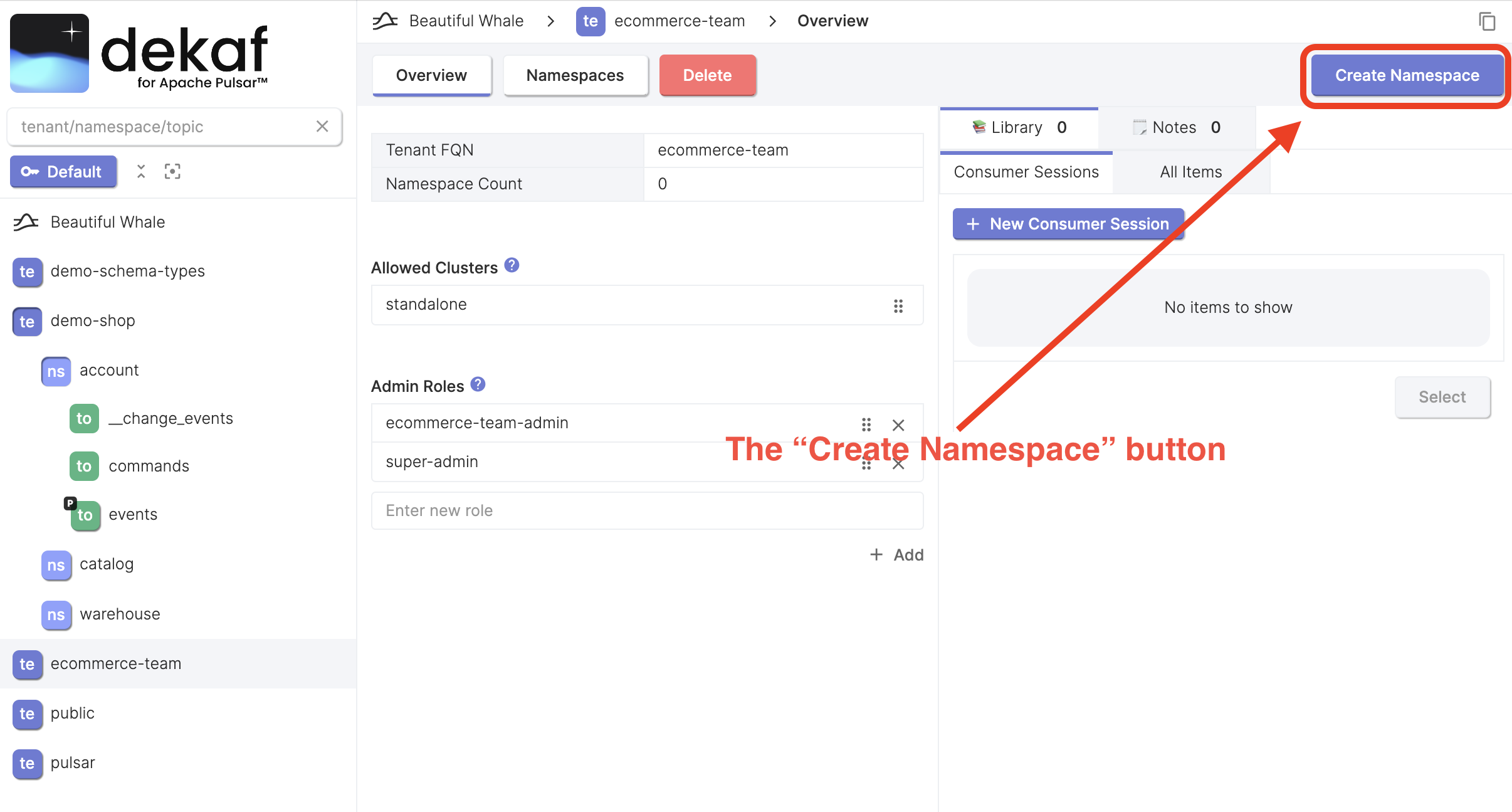 create pulsar namespace