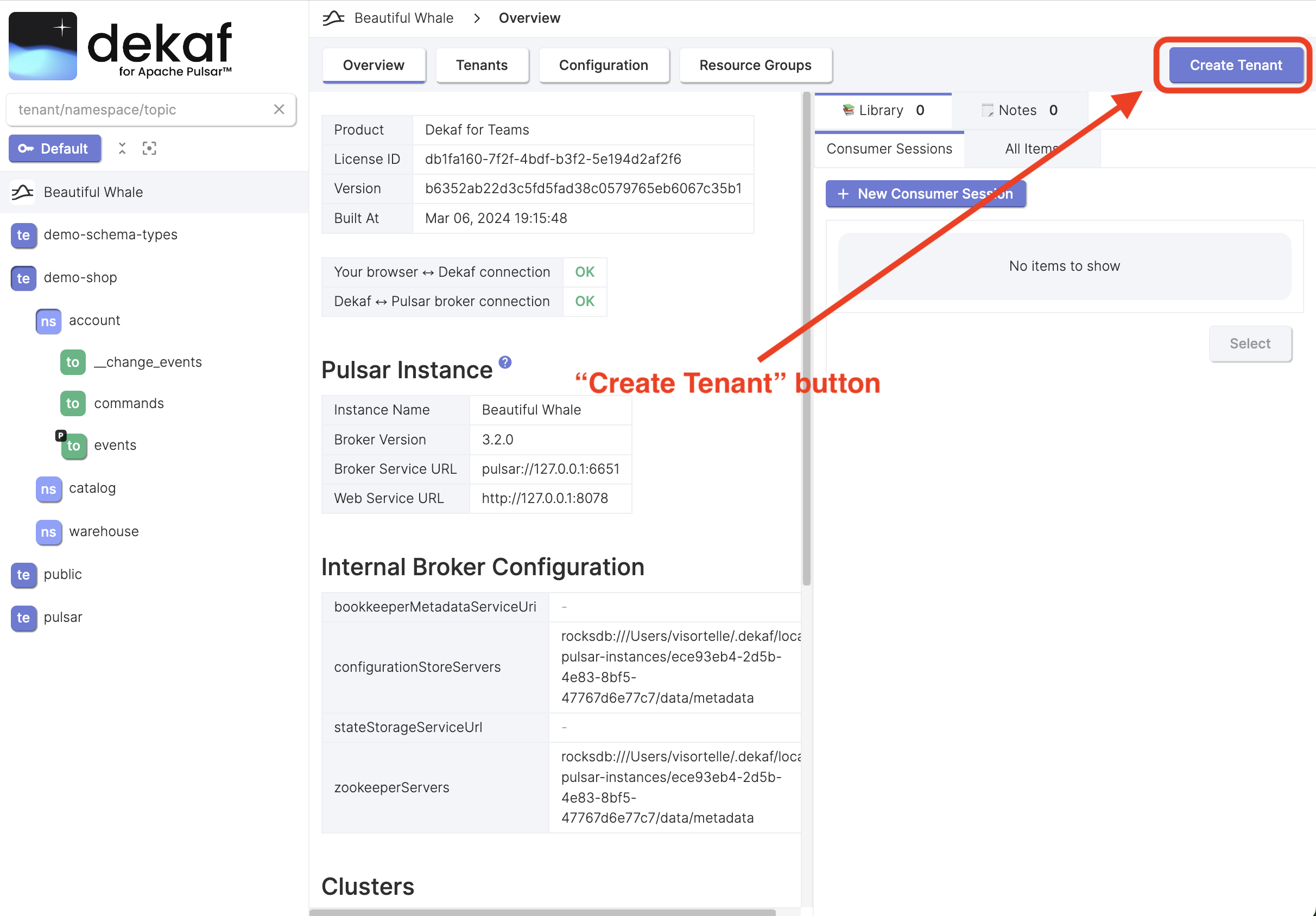 create pulsar tenant