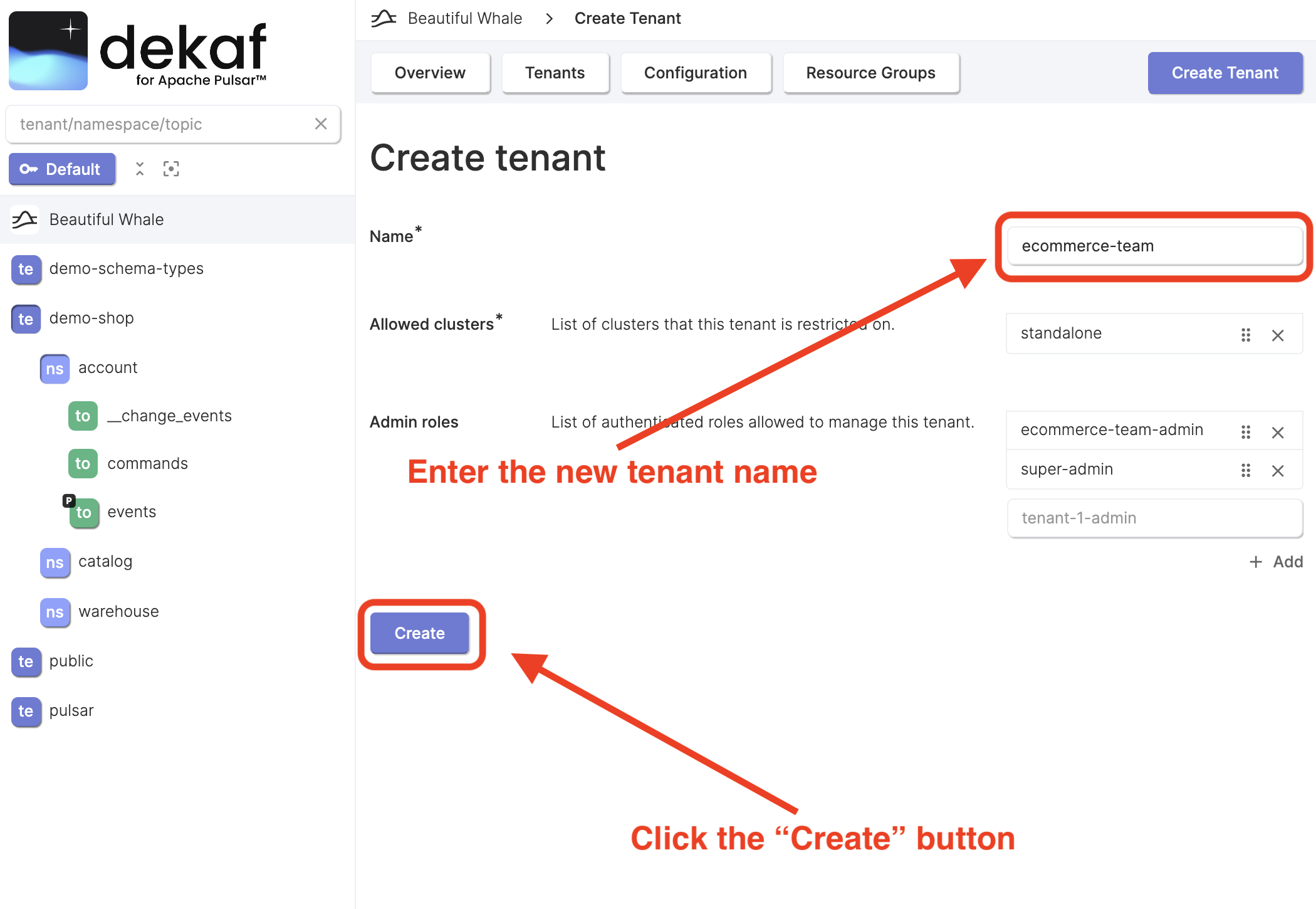 create pulsar tenant dialog