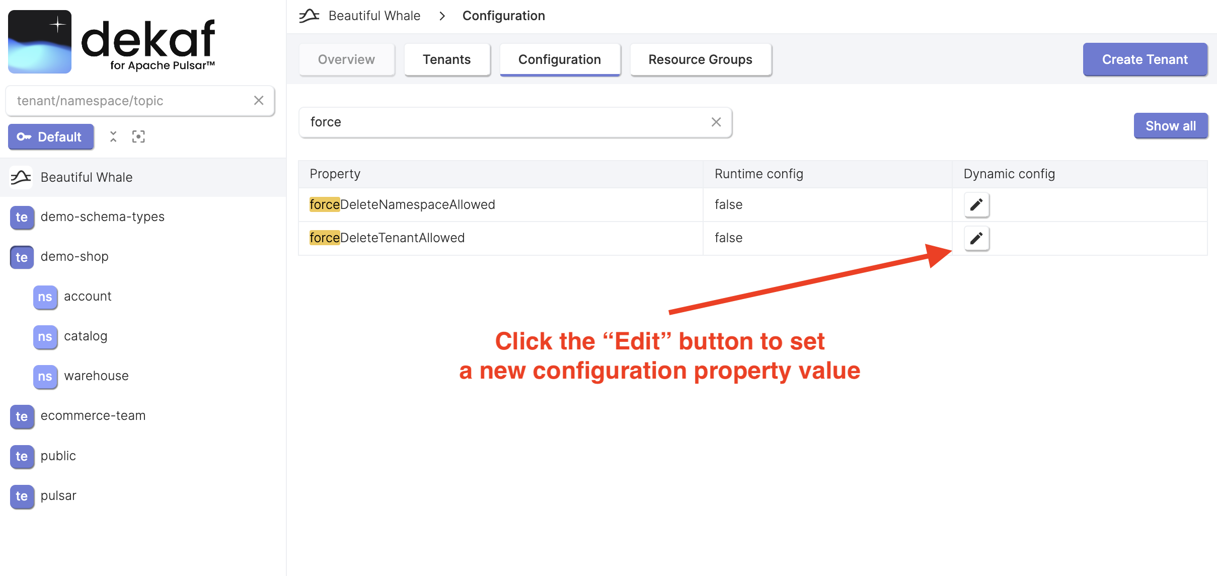 enable forceful tenant deletion